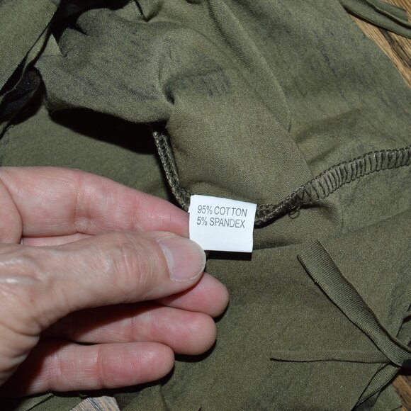 Verta Distressed Ripped fringed Olive Brown Camo Tee Shirt NW Large - Picture 8 of 10